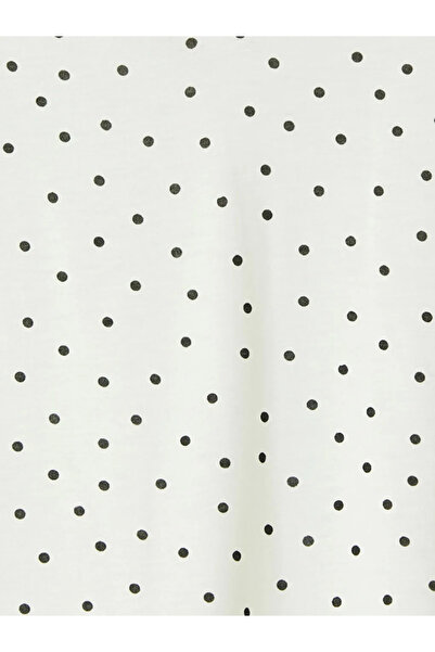 LC Waikiki Ecru V-Neck Polka Dot Women's T-Shirt