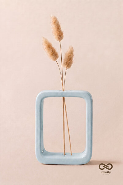 Infinity Art Studio Mineral Beton Çerçeve Formlu Dekoratif Vazo Minimalist Ev...