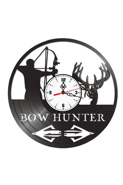 OEM Decorative wall clock Hunting with bow, made from upcycled vinyl record, ...