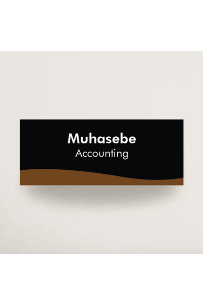 Muhasebe Ofis Oda Kapı İsimliği Ceviz Desenli Kapı Tabelası