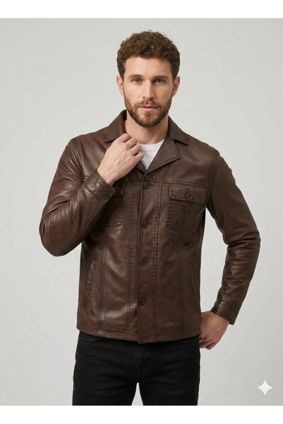Savran Deri Safari1745K Stitched Genuine Leather Jacket