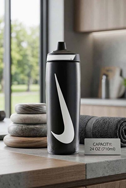 Nike Refuel 24 oz (710 ml) Siyah Sporcu Suluk Matara - Sızdırmaz Elit Suluk