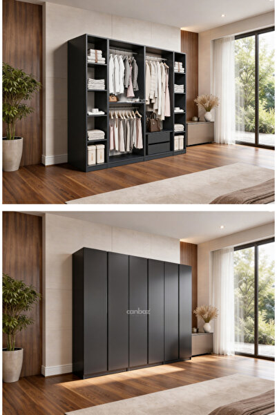 CANBAZ FURNİTURE Mira modüllü 6 MDF kapaklı %100 MDF(KURULUM DAHİL)
