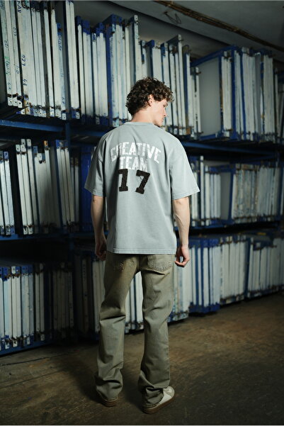 BORZ Printed'77' Patch Embroidered Washable Oversized T-Shirt