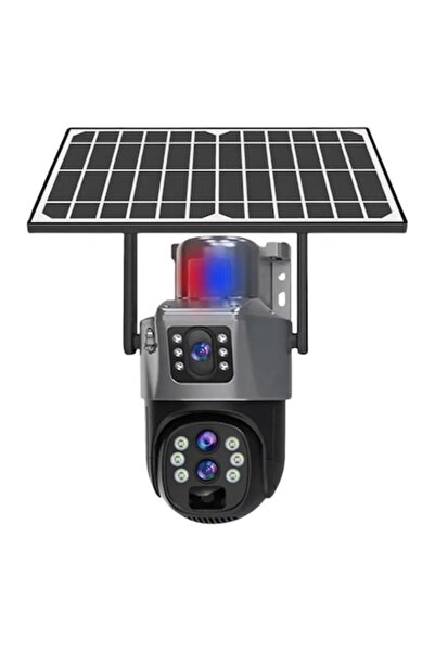 icsee Cameră de supraveghere cu panou solar, 4K cu lentilă dublă, 4G, Detecți...