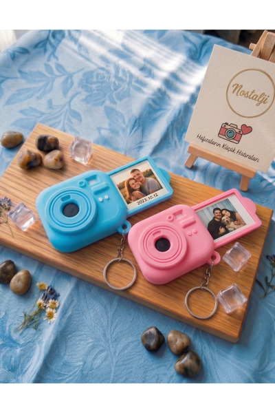 Sue Design 2'li Kişiye Özel Fotoğraflı Kamera Tasarımlı Anahtarlık- Hediye, A...