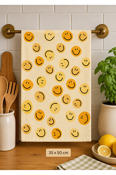 Piloji Digital Printed Smile Smiley Face Patterned Kitchen Towel 35X50 - High...