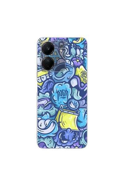 PPKin Poco C65 Compatible Graffiti 9 Design Transparent Case