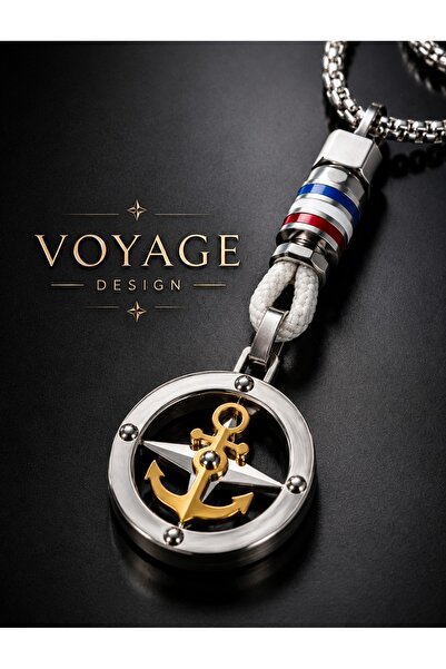 voyageaccessory Navy Blue Renkler Paslanmaz Çelik Denizci Çapa Kolye