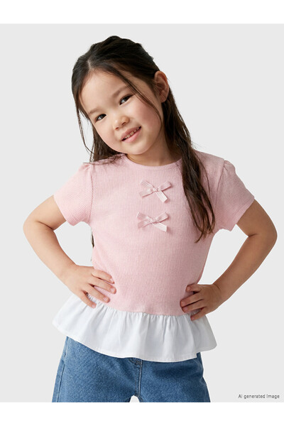 LC Waikiki Esvab • Modern & Distinctive Girls' T-Shirt with Bow Detail