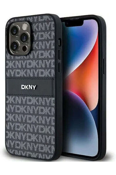 Dkny Θήκη Δερματίνη με Επαναλαμβανόμενο Σχέδιο και Τονική Ρίγα για iPhone 14 ...