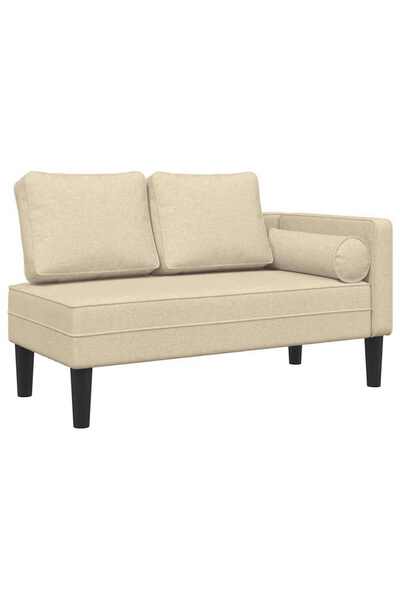 vidaxl Șezlong cu perne, crem, material textil