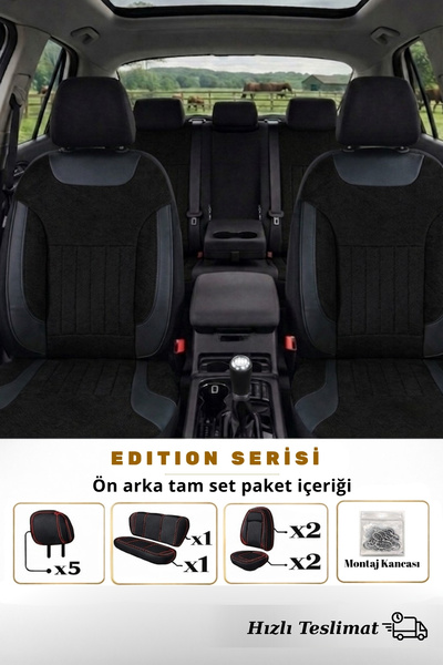 SM OTO KILIF Edition Serisi Tay Tüyü Kumaş Universal Oto Koltuk Kılıfı Tam Set