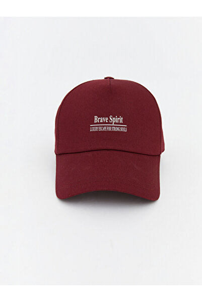 LC Waikiki Burgundy Text Embroidered Men's Cap Hat