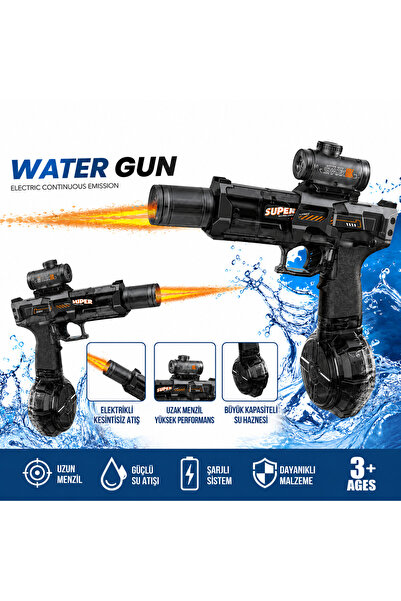G-TUĞ OUTLET Eletrikli Sarjlı 25 Cm Su Tabancası Basınçlı Otomatik Sürekli At...