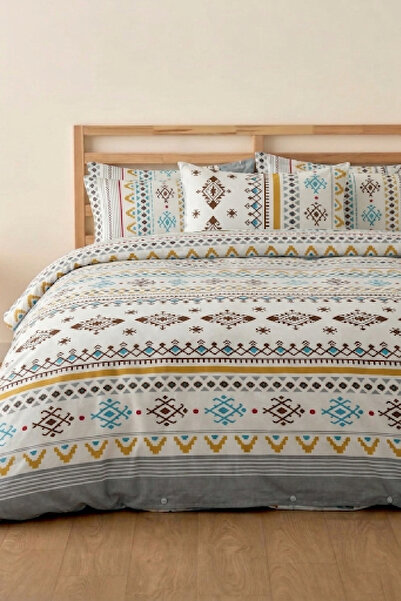 LaLiva Set de lenjerie de pat Kilimli pentru pat dublu - Cu cearșaf elastic -...