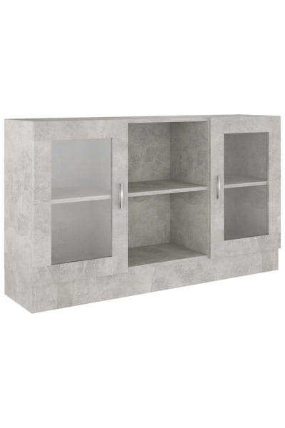 vidaxl Dulap cu vitrină, gri beton, 120x30,5x70 cm, lemn prelucrat