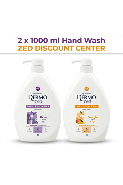 Dermomed Săpun lichid de mâini 2x 1000ml. (Relax Irıs și Energia Mango)
