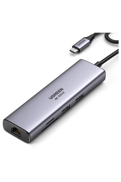 Ugreen Adapter Hub Usb-C To 2X Usb 3.0 Hdmi Rj45 Sd Tf For Computer Laptop