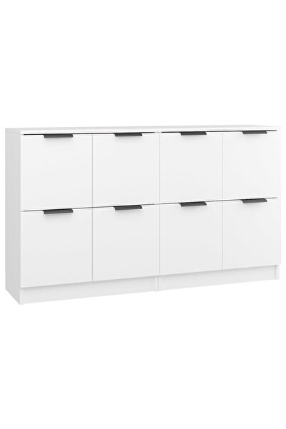 vidaxl Servante, 2 piese, alb, 60x30x70 cm, lemn prelucrat
