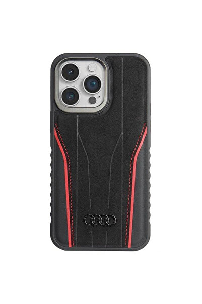 Audi Husă pentru iPhone 15 Pro pentru MagSafe din piele naturală Negru Roșu