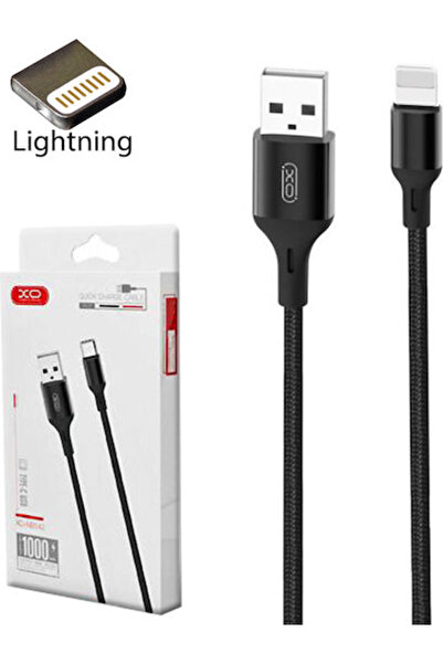 Xo NB143 Πλεκτό Καλώδιο USB-A σε Lightning Μαύρο 1μ