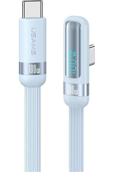 Usams Καλώδιο USB 2.0 USB-C Αρσενικό - USB-C 100W PD Μπλε SJ653USB03