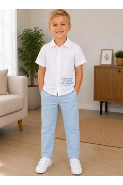 Generic Brand 2/10 سنوات قميص موسلين بنطلون جينز طقم أطفال