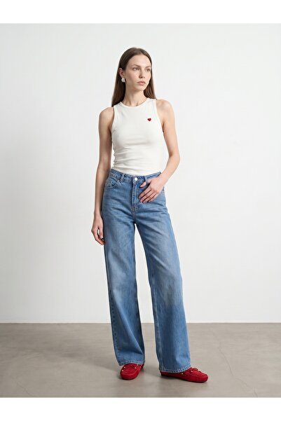 Dilvin 21259 Bisiklet Yaka Top-Ekru