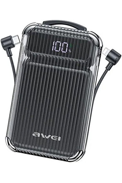AWEI P89K Power Bank 10000mAh 22.5W με θύρα USB-A και θύρα USB-C Μαύρο