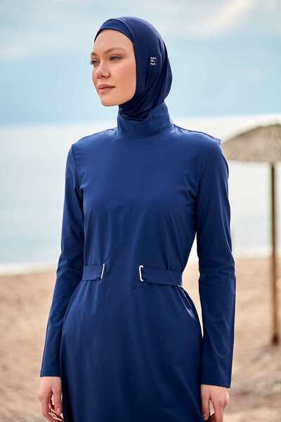 Marina Costum de baie tesettur complet acoperit, cu model, albastru marin, 4 ...