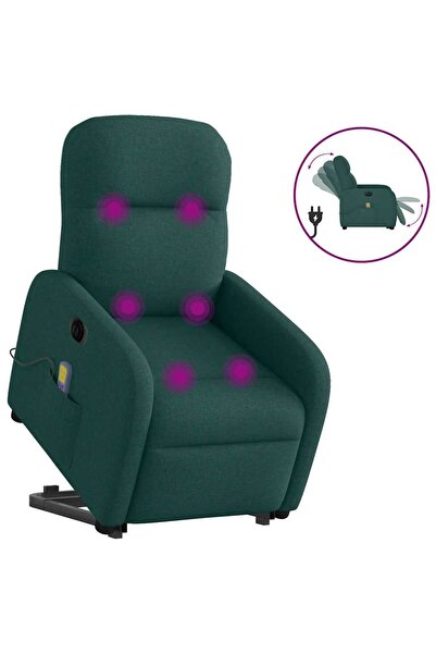 vidaxl Fotoliu electric masaj rabatabil / ridicare verde închis textil