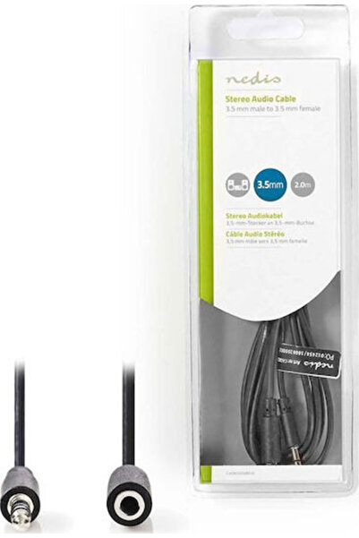 Nedis Καλώδιο Jack 3.5mm Αρσενικό σε Θηλυκό, Μαύρο, 2μ, με επιχρυσωμένα ακροδ...