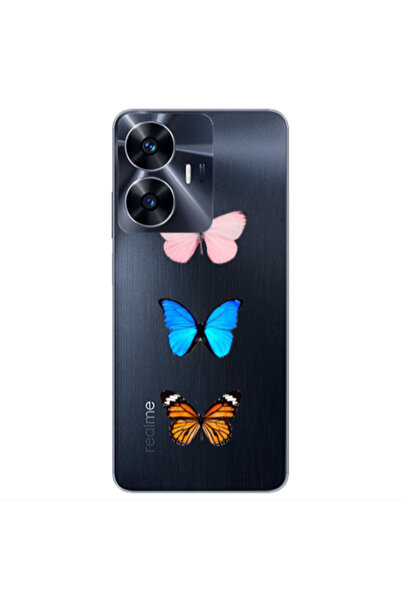Other Realme Note 50 Triple Butterfly Transparent Silicone TPU Θήκη