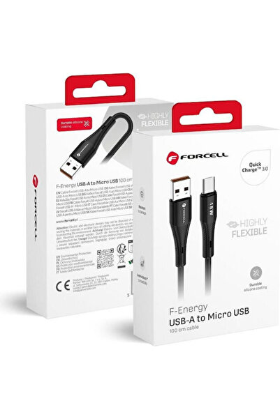 Forcell Κανονικό καλώδιο USB 2.0 σε Micro USB, Μαύρο, 1μ, FOCB-395338, 1 τεμάχιο