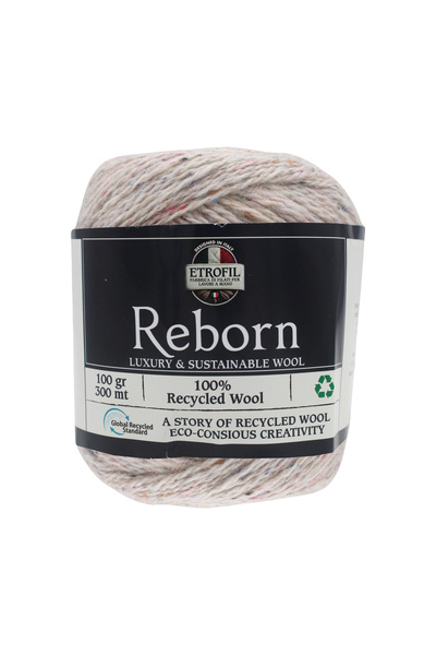 Etrofil Prepletena pređa za pletenje Reborn, mrljasta krem boja, 100% recikli...