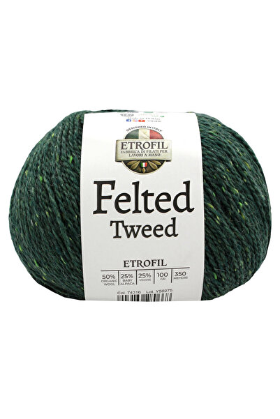 Etrofil Felted Tweed Knitting Yarn Forest Glow 50% Organic Merino Wool 25% Ba...