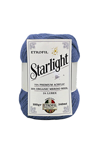 Etrofil Прежда за плетене Star Light Сиво-синя 75% Премиум акрил 20% Органичн...