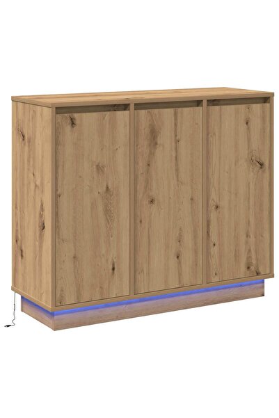 vidaxl Bufet LED Stejar Artizanal 90 x 32 x 75 cm Lemn compozit