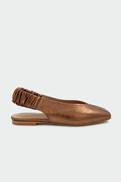 LAMİNTA İslas Asymmetrical Cut Elastic Flat Copper Women's Ballerinas