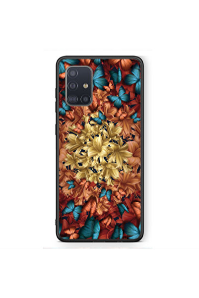 Other Samsung A71 Blue butterflies Black Glossy Θήκη