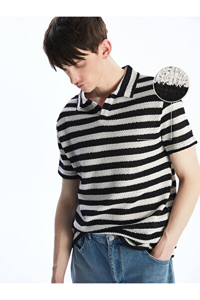 LC Waikiki Vizyon New Season Polo Collar Short Sleeve Striped Men's Textured ...