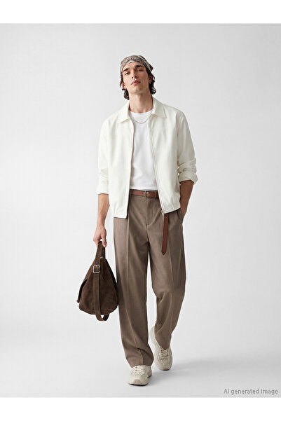 LC Waikiki Nevavm Comfortable Fit Men's Pleated Fabric Trousers with a Differ...