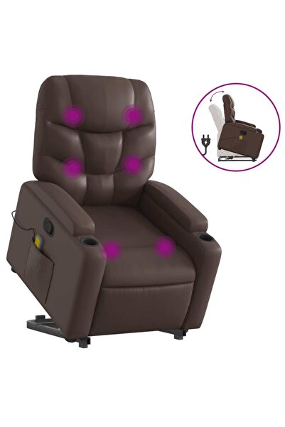 vidaxl Reclining massage chair with lift, brown, eco-leather
