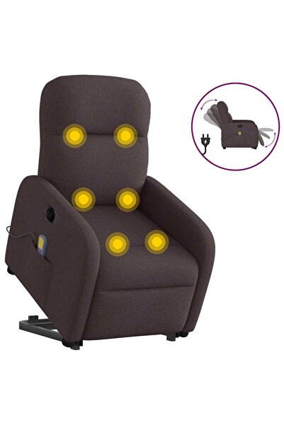 vidaxl Fotoliu electric masaj rabatabil cu ridicare maro închis textil