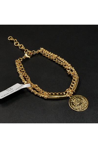 Generic Gold-Tone Curb Chain Bracelet for Women, Letter Accent Link Bracelet ...