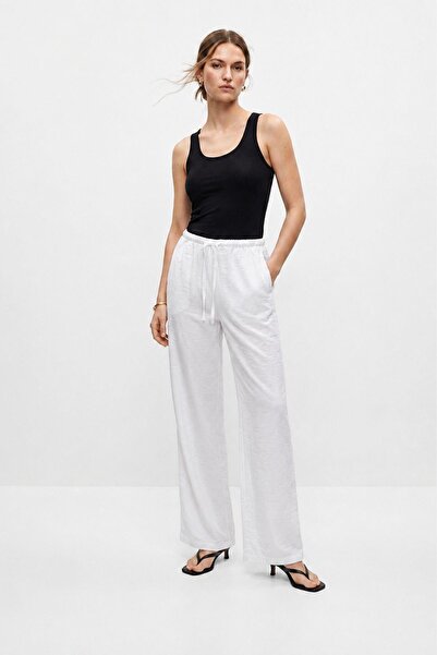 Rays White Waist Slim Elastic Pocket Trousers 8168A