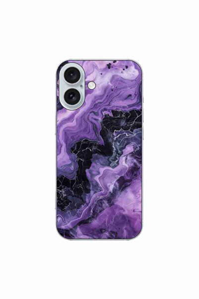 OEM Husa compatibila cu Apple iPhone 16 Silicon Gel Tpu Model Abstract Purple...