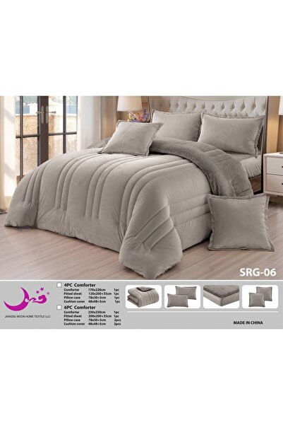 Moon Double Bed Winter Plain Fur Bedspread 6 Pieces - Plain Fur Winter Duvet ...