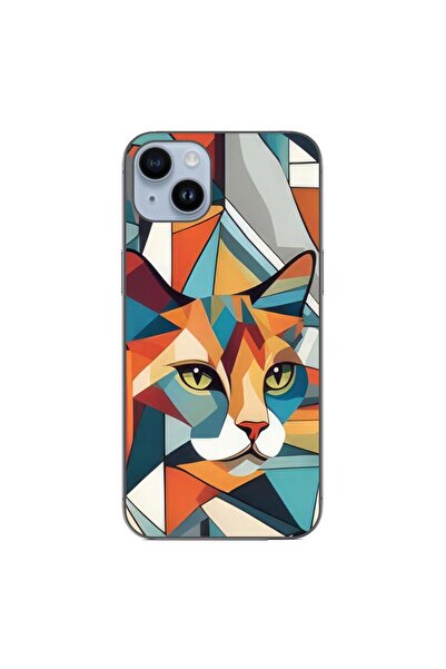 OEM Husa compatibila cu Apple iPhone 14 Plus Silicon Gel Tpu Model Cubic Cat Art